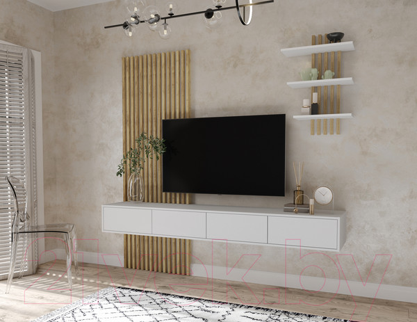 Изображение товара Полка Интерлиния LG-16 (белый платинум/дуб золотой)