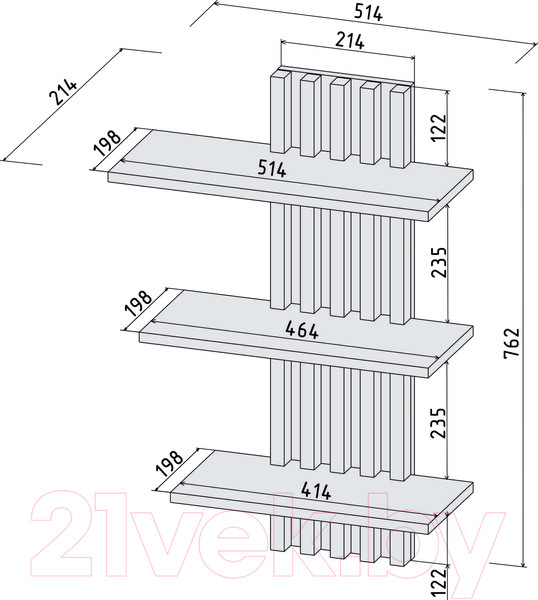 Изображение товара Полка Интерлиния LG-16 (белый платинум/дуб золотой)
