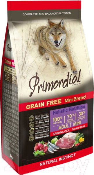 Изображение товара Сухой корм для собак Primordial Dog Mini Adult Sardine & Goose / MSP7502 (2кг)