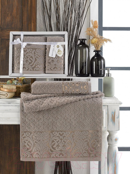 Изображение товара Набор полотенец Philippus Denise / 11260 (2шт, в коробке, серый/коричневый)