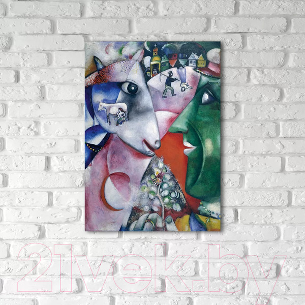 Изображение товара Картина на стекле Stamprint Я и деревня М. Шагал PT009 (70x50)