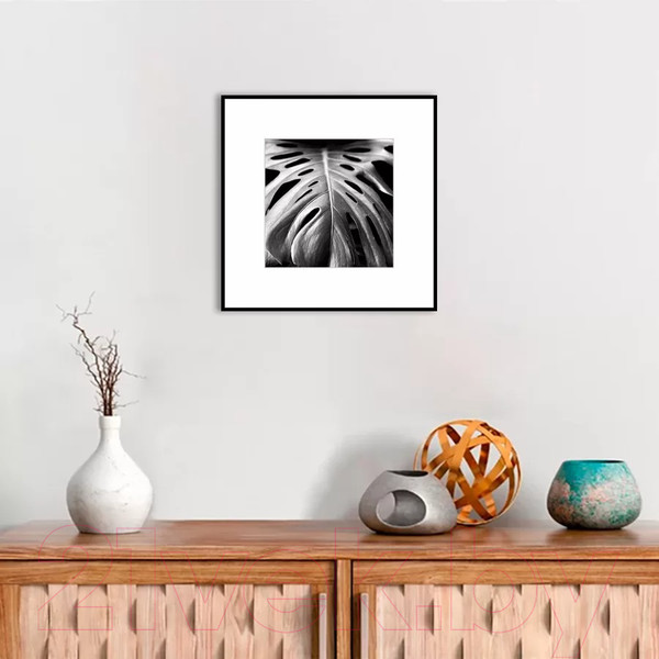 Изображение товара Картина на стекле Stamprint Листья 2 BW008 (50x50)