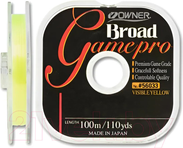 Изображение товара Леска монофильная Owner Broad Game Pro Yellow 100м 0.28мм 5.23кг / 56033-028
