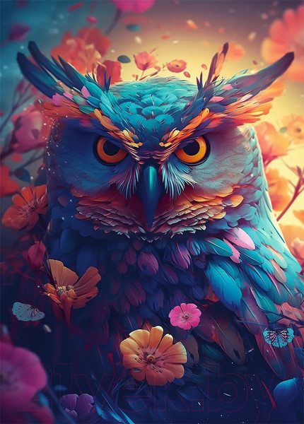 Изображение товара Картина на стекле Stamprint Радужная сова AR057 (70x50)