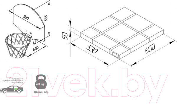 Изображение товара Баскетбольный щит Romana 1.Д-04.03