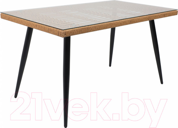 Изображение товара Стол садовый AksHome Bergamo 140x80x75 (сталь черная/стекло)