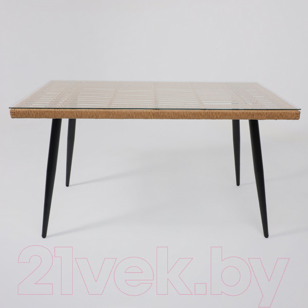 Изображение товара Стол садовый AksHome Bergamo 140x80x75 (сталь черная/стекло)