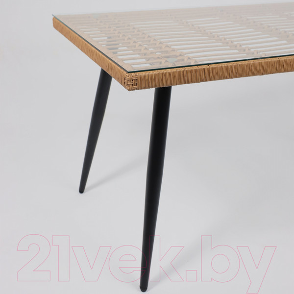 Изображение товара Стол садовый AksHome Bergamo 140x80x75 (сталь черная/стекло)