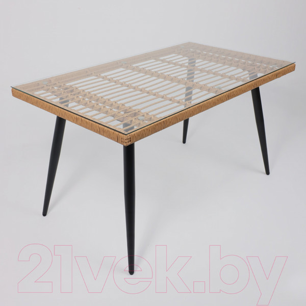 Изображение товара Стол садовый AksHome Bergamo 140x80x75 (сталь черная/стекло)