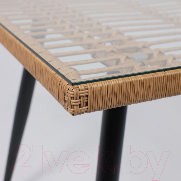 Изображение товара Стол садовый AksHome Bergamo 140x80x75 (сталь черная/стекло)