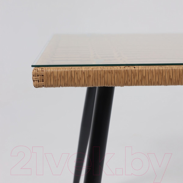 Изображение товара Стол садовый AksHome Bergamo 140x80x75 (сталь черная/стекло)