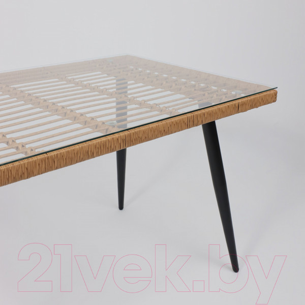 Изображение товара Стол садовый AksHome Bergamo 140x80x75 (сталь черная/стекло)