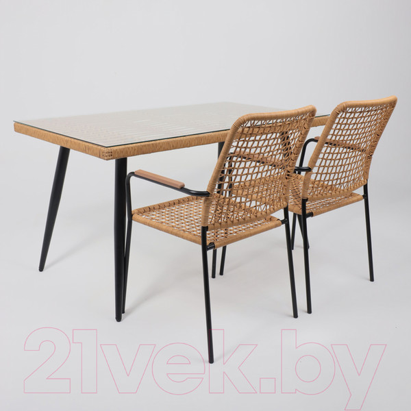 Изображение товара Стол садовый AksHome Bergamo 140x80x75 (сталь черная/стекло)