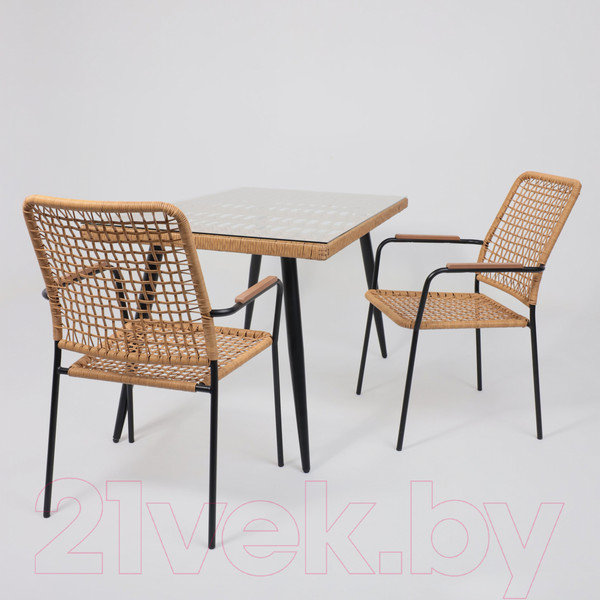 Изображение товара Стол садовый AksHome Bergamo 140x80x75 (сталь черная/стекло)