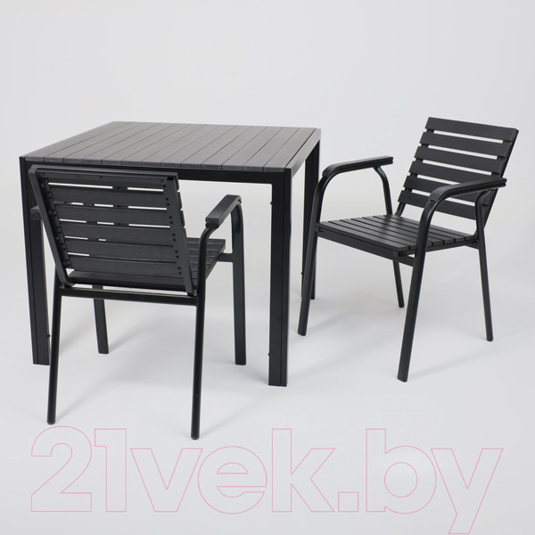 Изображение товара Стол садовый AksHome Sicily 90x90x73 (сталь черная/черный)