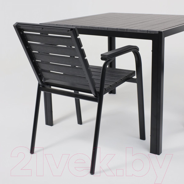 Изображение товара Стол садовый AksHome Sicily 90x90x73 (сталь черная/черный)