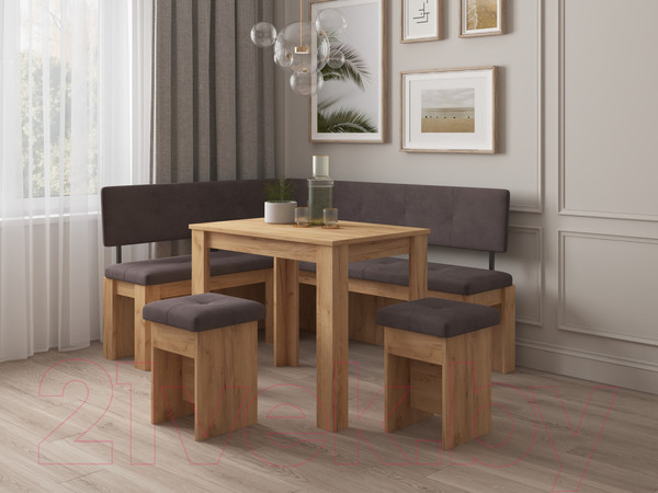 Изображение товара Уголок кухонный мягкий Genesis Мебель 160 (дуб золотой/Bora 01)