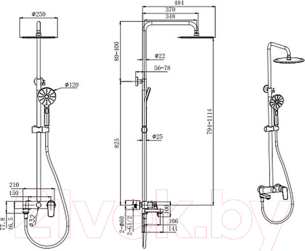 Изображение товара Душевая система со смесителем Aquatek AQ2040CR