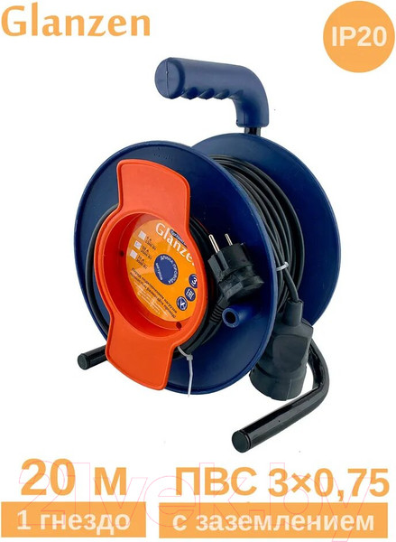 Изображение товара Удлинитель на катушке Glanzen EC-20-014