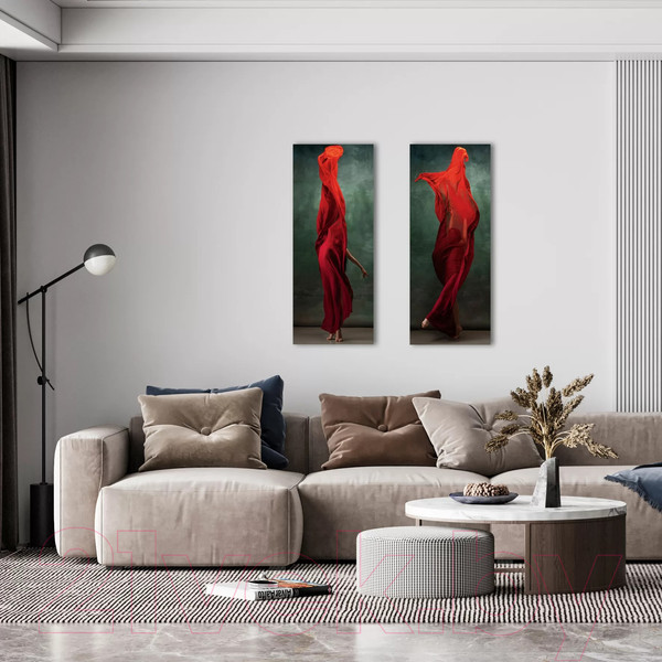 Изображение товара Картина на стекле Stamprint Девушка в красном 1 AR036 (125x50)