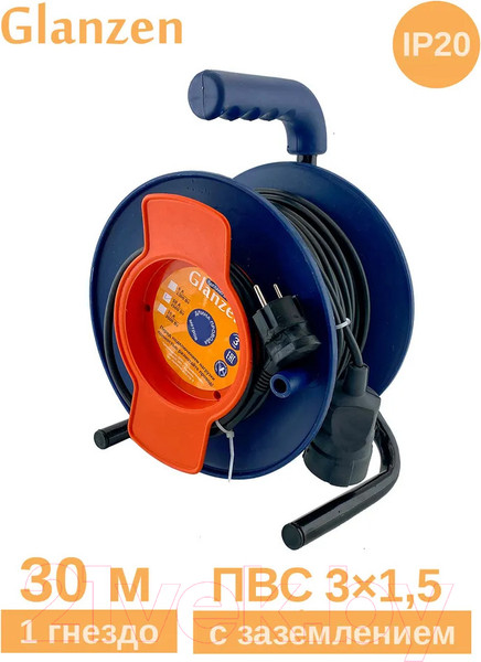 Изображение товара Удлинитель на катушке Glanzen EC-30-003