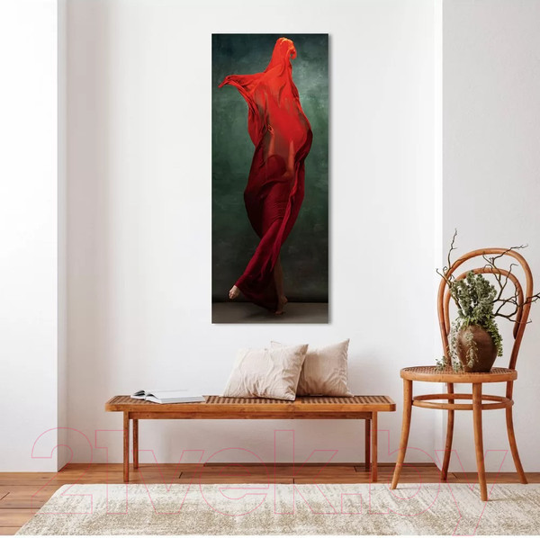 Изображение товара Картина на стекле Stamprint Девушка в красном 2 AR037 (125x50)