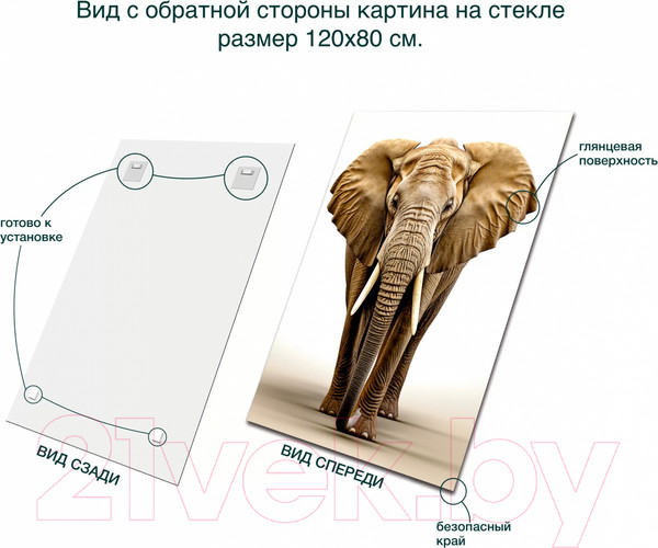 Изображение товара Картина на стекле Stamprint Песчаный слон AN017 (120x80)