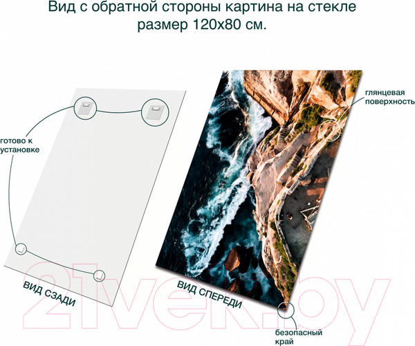 Изображение товара Картина на стекле Stamprint Каменистый обрыв NT030 (120x80)