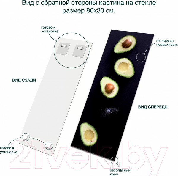 Изображение товара Картина на стекле Stamprint Авокадо 3 KT074 (80x30)