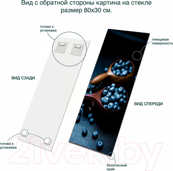 Изображение товара Картина на стекле Stamprint Черника KT075 (80x30)