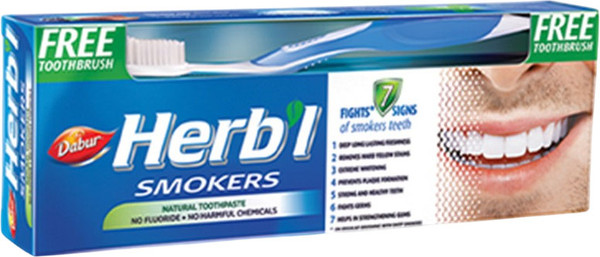 Изображение товара Набор для ухода за полостью рта Dabur Зубная паста для курильщиков + зубная щетка (150г)