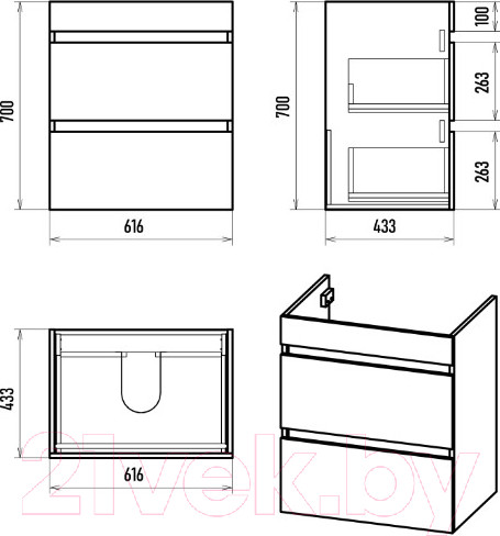 Изображение товара Тумба под умывальник Misty Мира 65 / П-Мир-01065-012Я