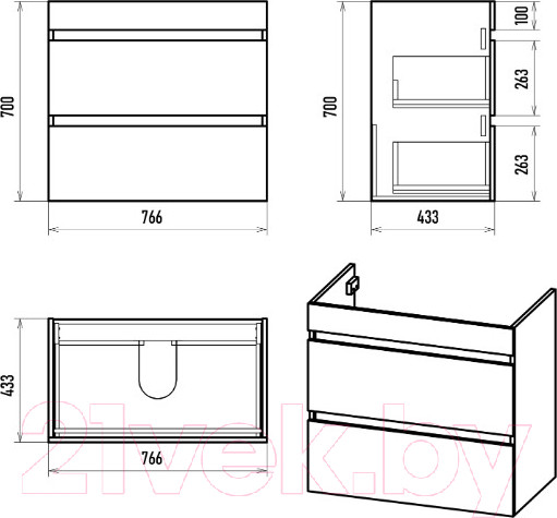 Изображение товара Тумба под умывальник Misty Мира 80 / П-Мир-01080-012Я