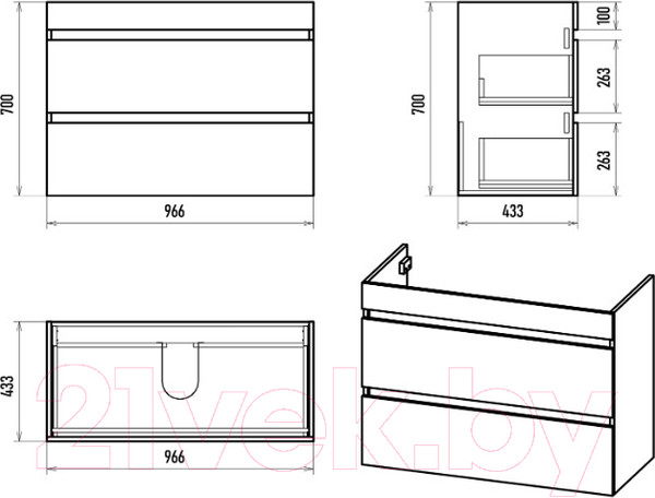 Изображение товара Тумба под умывальник Misty Мира 100 / П-Мир-01100-012Я