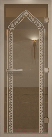 Изображение товара Стеклянная дверь для бани/сауны Doorwood Хамам Арка 70x190 / DW00179 (бронза)