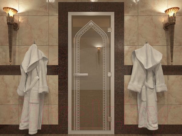 Изображение товара Стеклянная дверь для бани/сауны Doorwood Хамам Арка 80x200 / DW00182 (бронза)