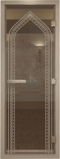 Изображение товара Стеклянная дверь для бани/сауны Doorwood Хамам Арка 80x200 / DW00188 (прозрачный)