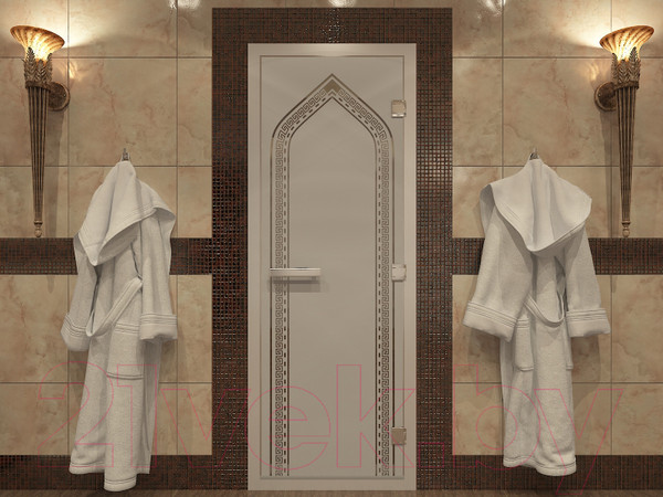 Изображение товара Стеклянная дверь для бани/сауны Doorwood Хамам Арка 80x200 / DW00194 (сатин)