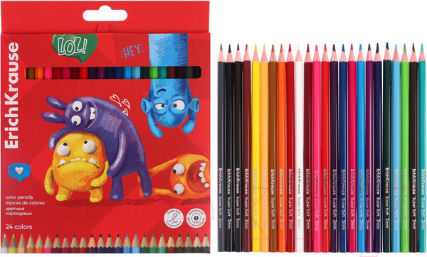 Изображение товара Набор цветных карандашей Erich Krause Jolly Friends / 61794 (24цв)