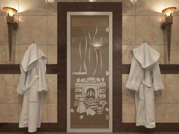 Изображение товара Стеклянная дверь для бани/сауны Doorwood Хамам Банька 80x200 / DW00754 (бронза)