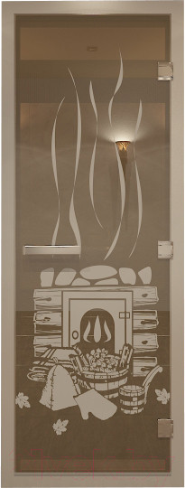 Изображение товара Стеклянная дверь для бани/сауны Doorwood Хамам Банька 80x200 / DW00754 (бронза)