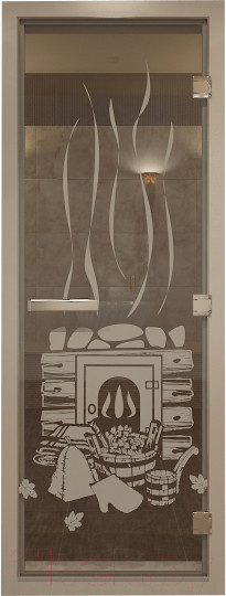 Изображение товара Стеклянная дверь для бани/сауны Doorwood Хамам Банька 80x200 / DW00766 (прозрачный)