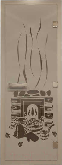 Изображение товара Стеклянная дверь для бани/сауны Doorwood Хамам Банька 80x200 / DW00772 (сатин)