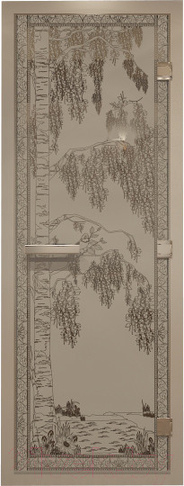Изображение товара Стеклянная дверь для бани/сауны Doorwood Хамам Березка 70x190 / DW00540 (сатин)