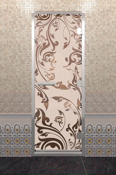 Изображение товара Стеклянная дверь для бани/сауны Doorwood Хамам Венеция 80x200 / DW00442 (бронза матовое)