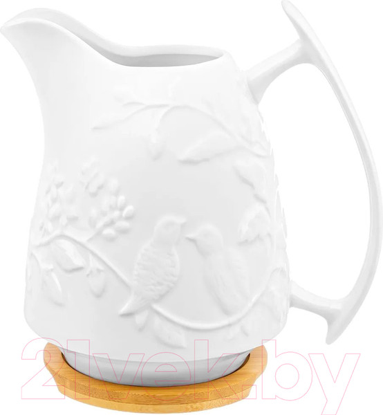 Изображение товара Кувшин Elan Gallery Птички на ветке с деревянной подставкой / 540887 