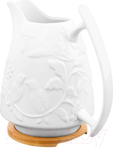 Изображение товара Кувшин Elan Gallery Птички на ветке с деревянной подставкой / 540887 