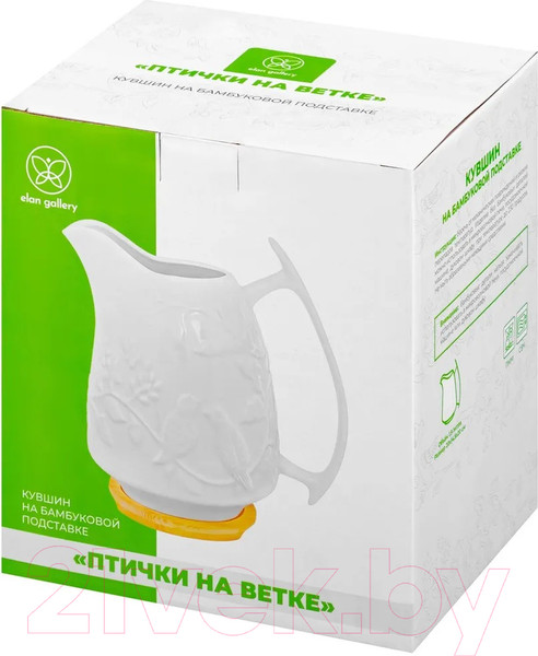 Изображение товара Кувшин Elan Gallery Птички на ветке с деревянной подставкой / 540887 