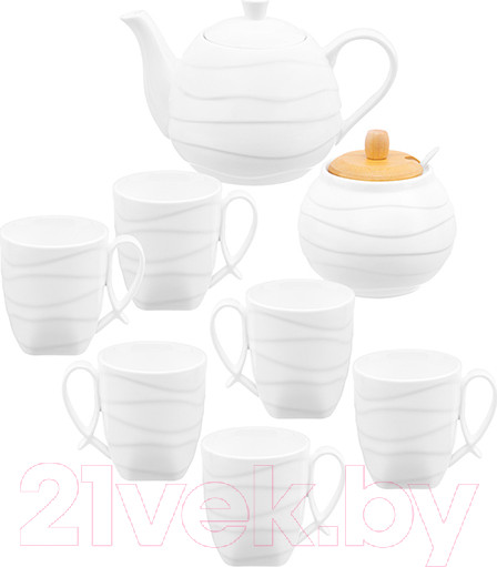 Изображение товара Чайный набор Elan Gallery Айсберг волны на бамбуковой подставке / 540864