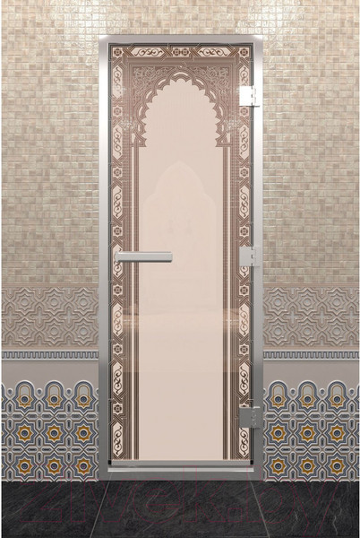Изображение товара Стеклянная дверь для бани/сауны Doorwood Хамам Восточная арка 80x200 / DW02190 (бронза матовый)